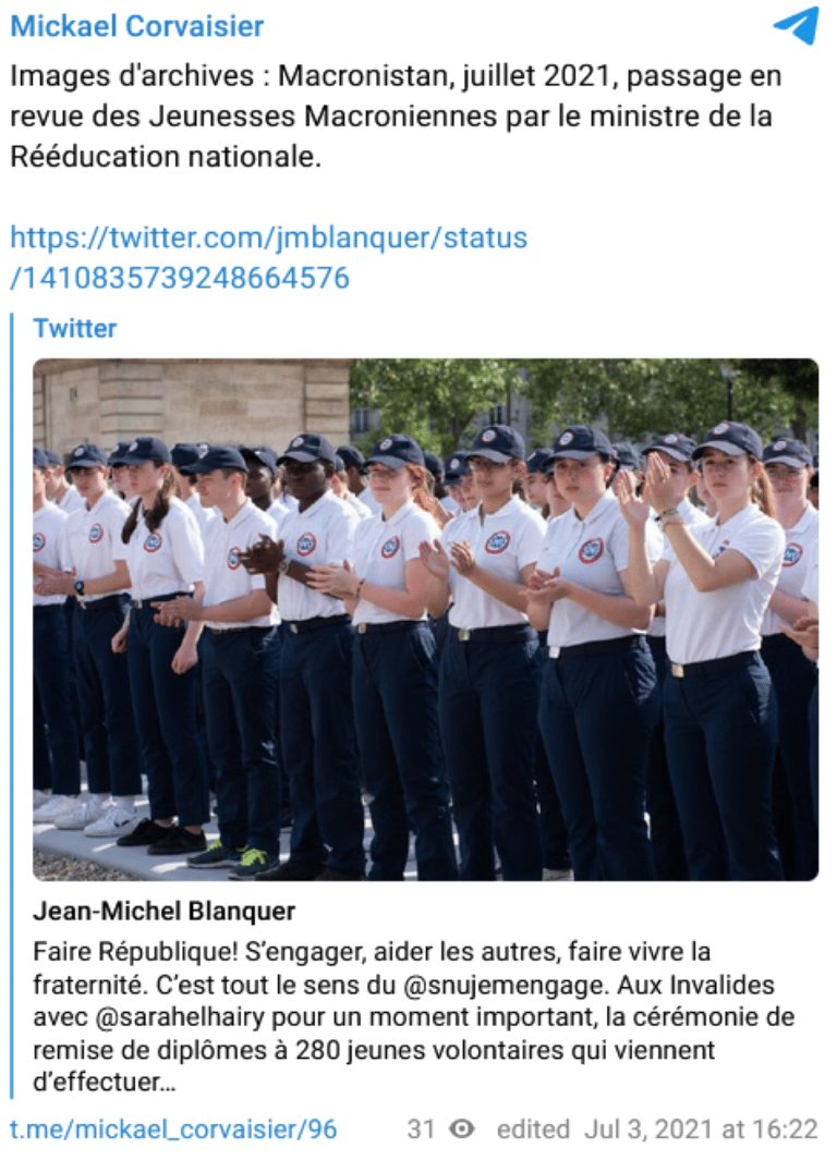 Passage en revue des Jeunesses Macroniennes